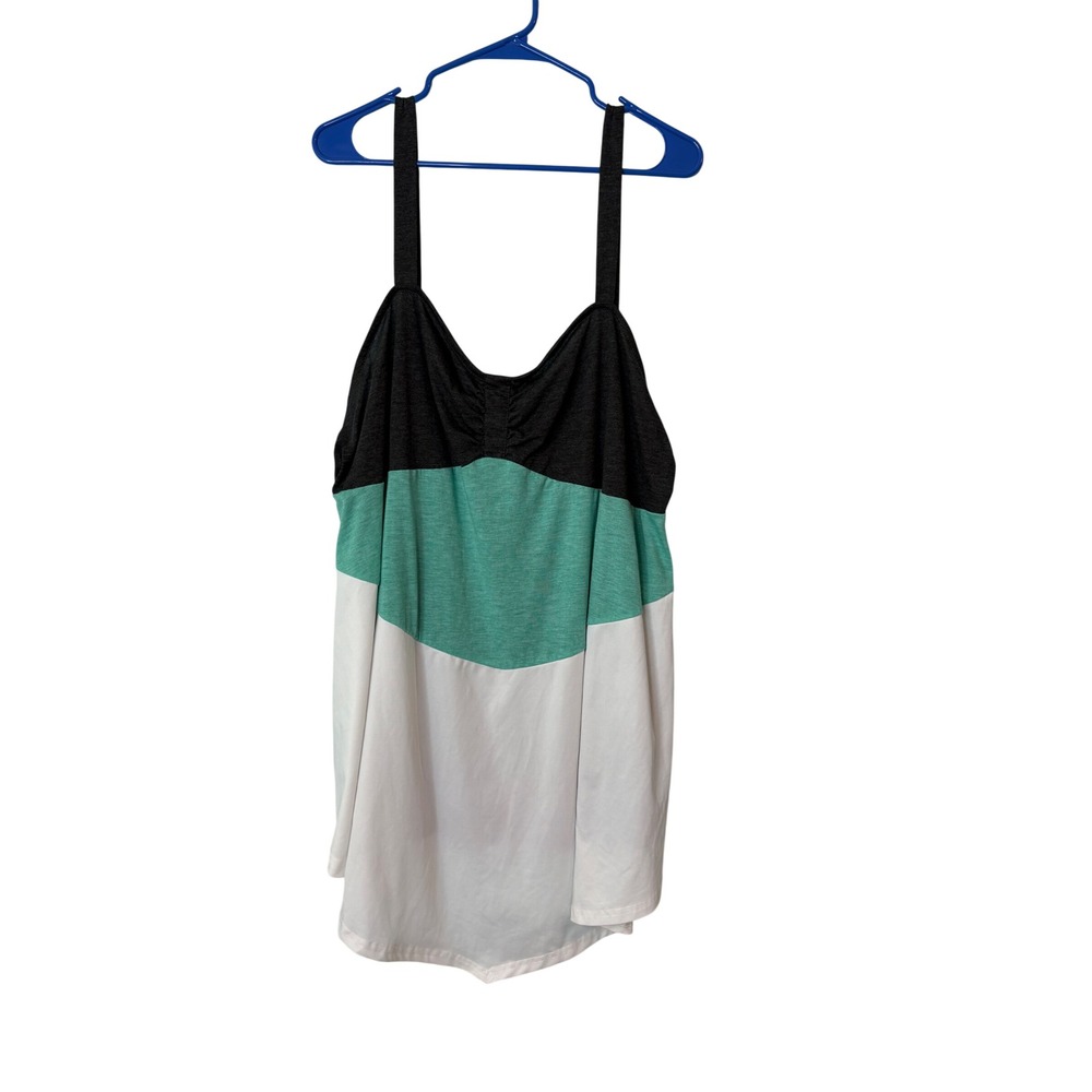 RoseGal 4X Colorblock Tank Top Ruched‎ Sweetheart Neck Grey Green White Flowy